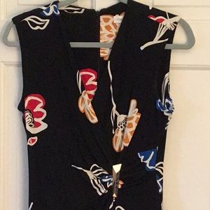 Black dress with blue red gold flower